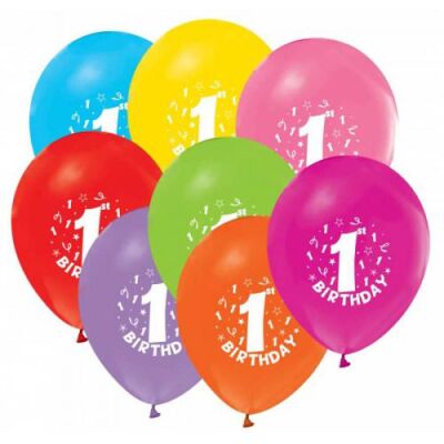 1 Birthday Baskılı Karışık Balon 5'li Paket - 1