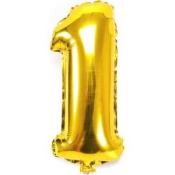 1 Rakam Folyo Balon Altın 75cm - Partici