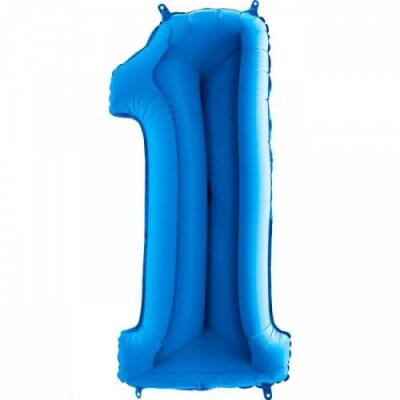 1 Rakam Folyo Balon Mavi 100cm - 1