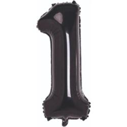 1 Rakam Folyo Balon Siyah 75cm - Partici