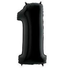 1 Rakam Folyo Balon Siyah 100cm - Partici