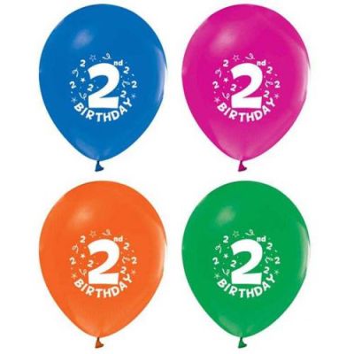 2 Birthday Baskılı Karışık Balon 5'li Paket - 1