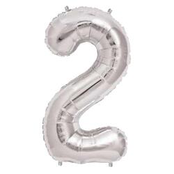 2 Rakam Folyo Balon Gümüş 100cm - Partici