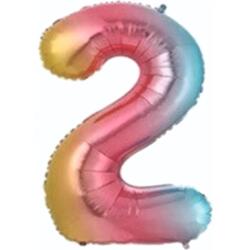 2 Rakam Folyo Balon Rengarenk 75cm - Partici