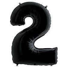 2 Rakam Folyo Balon Siyah 100cm - Partici