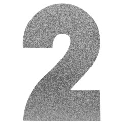 2 Rakamı Gümüş Strafor Süs - Partici