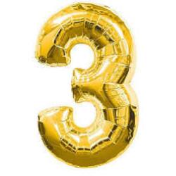 3 Rakam Folyo Balon Altın 40cm - Partici