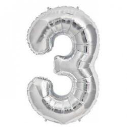 3 Rakam Folyo Balon Gümüş 100cm - Partici