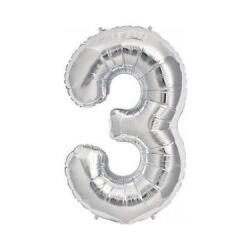 3 Rakam Folyo Balon Gümüş 75cm - Partici