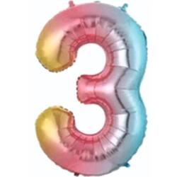 3 Rakam Folyo Balon Rengarenk 75cm - Partici