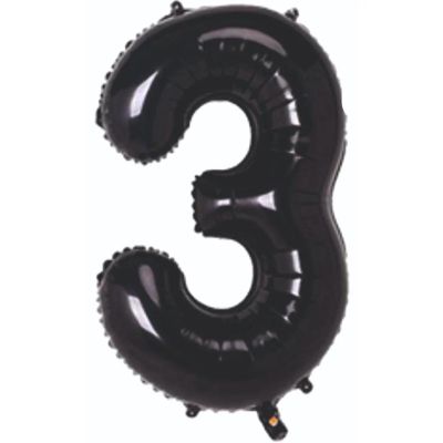 3 Rakam Folyo Balon Siyah 75cm - 1