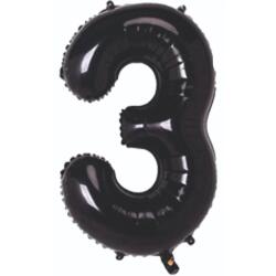 3 Rakam Folyo Balon Siyah 75cm - Partici