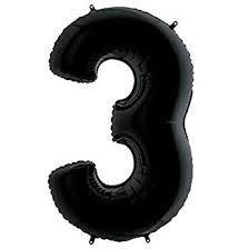3 Rakam Folyo Balon Siyah 100cm - Partici