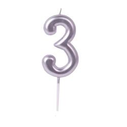 3 Rakam Mum Gümüş - Partici