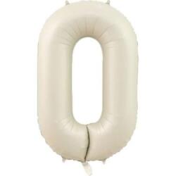 0 Rakam Folyo Balon Saten Krem 75cm - Partici