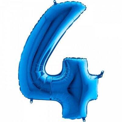 4 Rakam Folyo Balon Mavi 100cm - 1