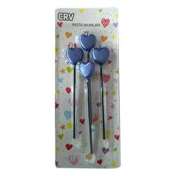 4'lü Mavi Kalp Mum Seti - Partici