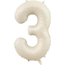 3 Rakam Folyo Balon Saten Krem 75cm - Partici