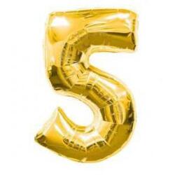 5 Rakam Folyo Balon Altın 100cm - Partici