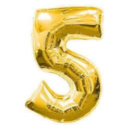 5 Rakam Folyo Balon Altın 40cm - Partici