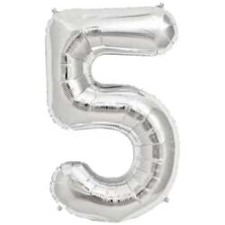 5 Rakam Folyo Balon Gümüş 100cm - Partici