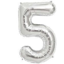 5 Rakam Folyo Balon Gümüş 40cm - Partici
