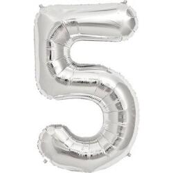 5 Rakam Folyo Balon Gümüş 75cm - Partici