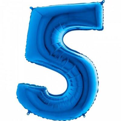 5 Rakam Folyo Balon Mavi 100cm - 1
