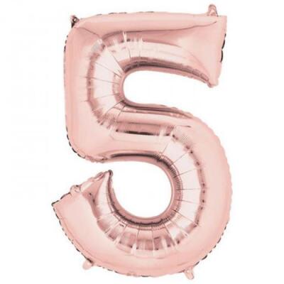 5 Rakam Folyo Balon Rose Gold 100cm - 1