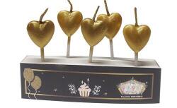 5'li Gold Kalp Mum - Partici