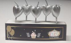 5'li Gümüş Kalp Mum - Partici