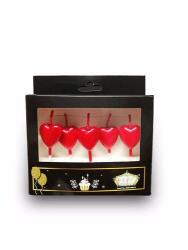 5'li Kırmızı Kalp Mum - Partici