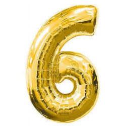 6 Rakam Folyo Balon Altın 40cm - Partici