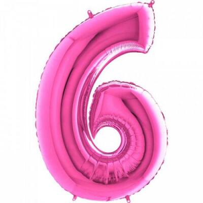 6 Rakam Folyo Balon Fuşya 100cm - 1