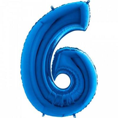 6 Rakam Folyo Balon Mavi 100cm - 1