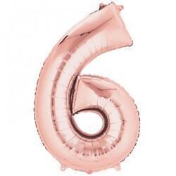 6 Rakam Folyo Balon Rose Gold 40cm - Partici