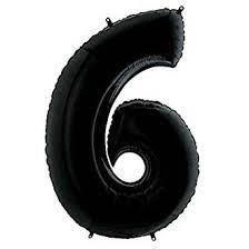 6 Rakam Folyo Balon Siyah 100cm - Partici
