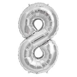 8 Rakam Folyo Balon Gümüş 100cm - Partici