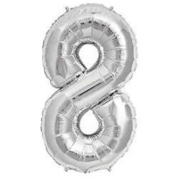 8 Rakam Folyo Balon Gümüş 40cm - Partici