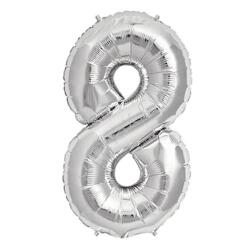 8 Rakam Folyo Balon Gümüş 75cm - Partici