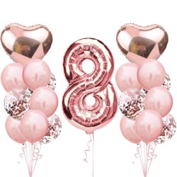 8 Yaş Rose Gold Folyo Balon Süsleme Seti - Partici