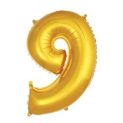 9 Rakam Folyo Balon Altın 75cm - Partici