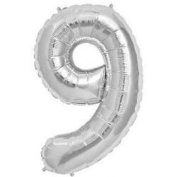9 Rakam Folyo Balon Gümüş 100cm - Partici
