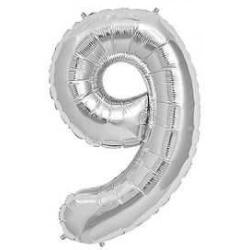 9 Rakam Folyo Balon Gümüş 40cm - Partici