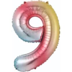 9 Rakam Folyo Balon Rengarenk 75cm - Partici