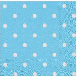 Beyaz Puantiyeli Açık Mavi Peçete - 