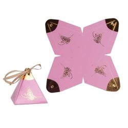 Açık Pembe Varaklı Piramit Lokum Kutusu 25'li - Partici