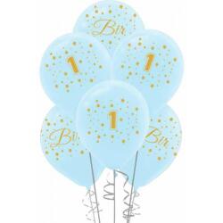 Altın Bir Yaş Baskılı Mavi Balon 5'li Paket - Partici
