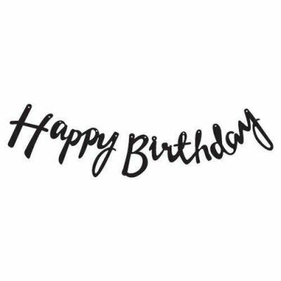 Kaligrafi Banner Siyah Happy Birthday - 1