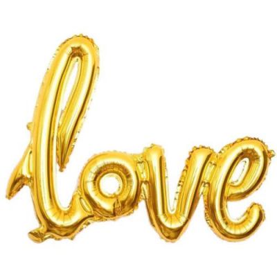 Altın Love Yazı Folyo Balon 65x108cm - 1